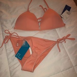 Peachy coral padded matching bikini